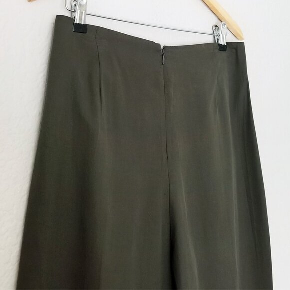 Banana Republic Tencel Pleated Pant Wide Leg Size 6 Steel Olive Green High Waist - Picture 13 of 15
